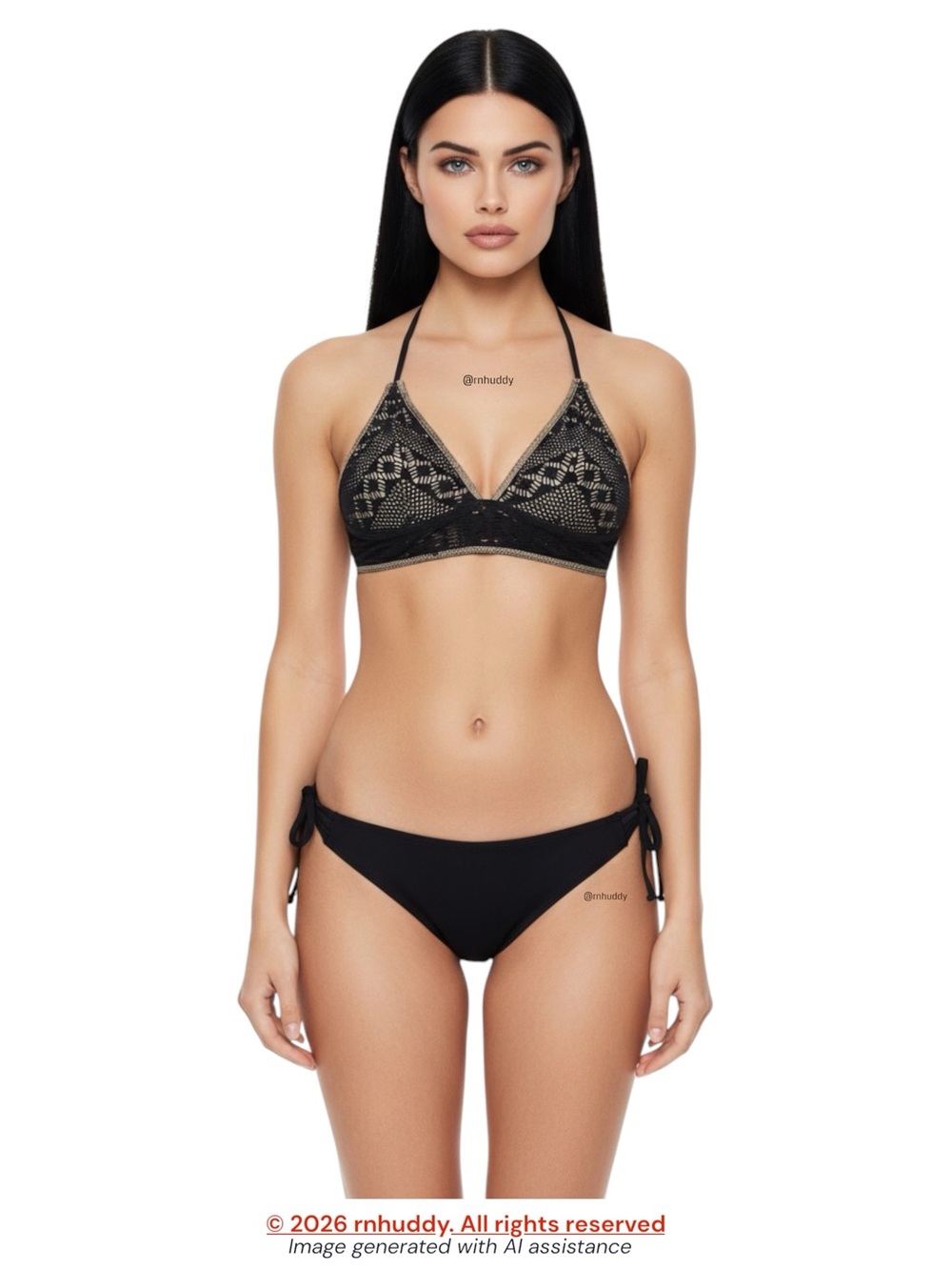 Becca M crochet top & side tie bottom bikini